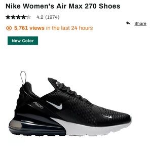 Nike women’s Air max 270 shoes size 10 
Black - almost new